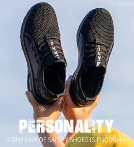 QINHUIZE New safety shoes fly-woven anti-smashing and puncture-proof steel toe cap work shoes protective work safety boots