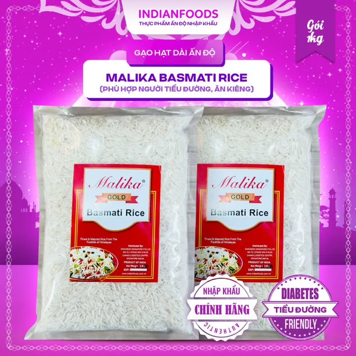 Gạo Ấn Độ basmati hiệu Malika phù hợp người tiểu đường, giảm cân, 1kg