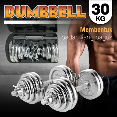 HTD Sport Dumbbell Set 30Kg Chrome Alat Olahraga Fitness Angkat Besi Q303