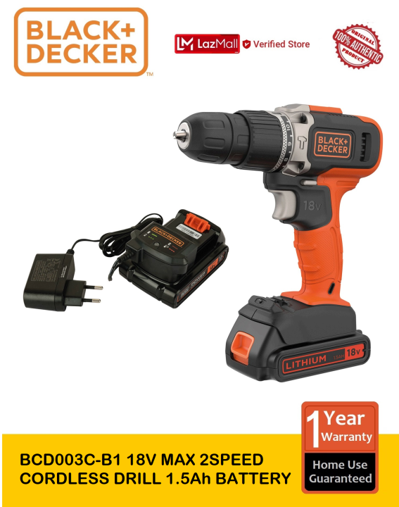 BLACK+DECKER 18V MAX Cordless Hammer Drill with 2-Speed with  Lithium-Ion Battery Charger, 2800 RPM, Compatible with  MDF/Plastic/Concrete