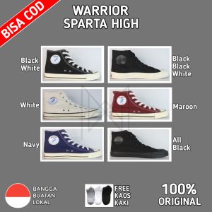 Warrior Sparta High Cut Hitam Putih Biru Navy Merah Maroon Putih White Black - Sepatu Sekolah Warrior Tinggi - Sepatu Sekolah SMP SMA - Sepatu Pria Wanita - Sepatu Warrior Sparta HC Black White Navy Maroon - Sepatu Sekolah Anak Cowo Cewe - Sepatu Dilan