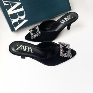 Brand Rasa Lokal - SANDAL HAK TINGGI + BOX ZARA - Hak 7 cm - ZR Heel Mules Variasi - Sepatu - Sendal Dewasa Perempuan