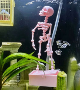 💀 Creative Fish Tank Skeleton Aquascape / Dancing Wobbling Disco / Air Oxygen Pump Decor For Aquarium / Unique Ornament / Fish Bowl Skull