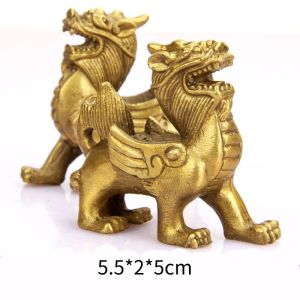 Tượng Tỳ Hưu Phong thủy May mắn Đồ trang trí Tài lộc bằng đồng thau Trang trí văn phòng gia đình