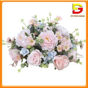 Lẵng Hoa Lụa Để Bàn Dài 40cm Hoa Giả Trang Trí Bàn Phòng Khách Văn Phòng Hội Nghị DG-106