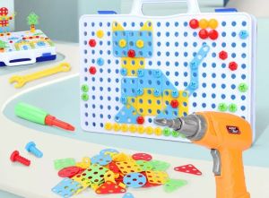 [SG SELLER-NEW ARRIVAL] MyKid Palace 138 Pcs Puzzle Electric Drill Mosaic Building Blocks Best Toy [FREE GIFT]