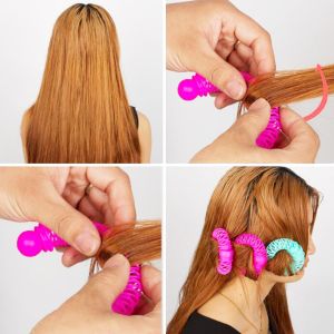 QY 14PCS Plastic Hair Curly Curler Magic Donut Rollers Circle Spiral Roll Wave Hairstyle Maker Wave DIY Hair Accessory