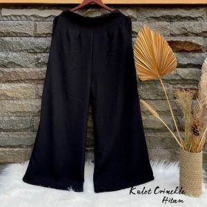 Kulot Crinkle Airflow Hitam Panjang Gaya Korea untuk OOTD