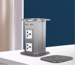 New Biqio Electric Lifting Socket Fully Electric Embedded Lifting Row Plug Kitchen Island Wireless Charging with USB Terminal Block Good Quality