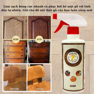 Xịt Vệ Sinh Đánh Bóng Đồ Gỗ Chuyên Dụng FUSION 500ml - Giúp Tẩy Sạch Vết Bẩn Làm Mờ Vết Xước Khôi Phục Màu Gốc Tặng Khăn Lau