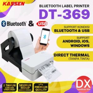 PRINTER RESI THERMAL LABEL BARCODE KASSEN DT-369 USB & BLUETOOTH