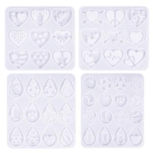 4Pieces Silicone Earrings Moulds Moulds Suitable for Football Designs Perfect for Enthusiasts and Crafters