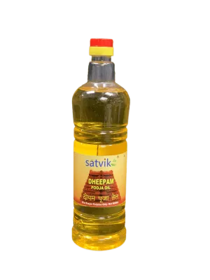 Satvik Dheepam Pooja Oil Blend Of 5 Oils Lamp oil for Prayer and Pooja 1 Ltr Bottle
