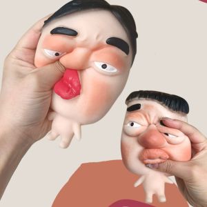 HUNIU Slow Rebound Ugly Facial Squeeze Toy Colleague Kneading Expression Character Squeezing Toy Funny Soft Spoof Figure Fidgeting Toys Children Adult