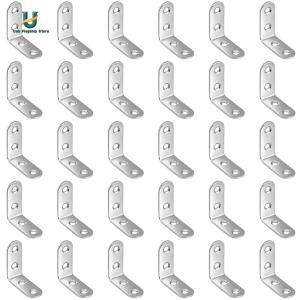 L Shaped Furniture Joint Bracket with Screw Cabinet Connector Brackets Stainless Steel for Particle Boards Tables Beds Chairs [Ueb Flagship Store]
