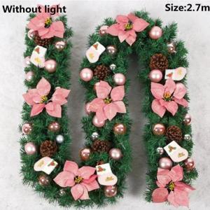 Christmas LED Rattan Garland Banner 2.7M Artificial Xmas Tree Wreath for Home Fireplace Door Staircase Party Wall Decoration2026