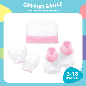 Cotton Stuff Cap Mittens Booties Set 100% Cotton Baby Essential Soft Infant Newborn Wear