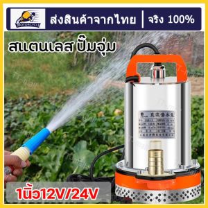 รับคูปองค่าจัดส่ง สแตนเลส ปั๊มจุ่ม 1นิ้ว12V 300W ไดโว่ เจ้าพระยา แรงดันสู แบตเตอรี่ มอเตอร์ทองแดงแท้ 100%(ไดร์โว่ดูดน้ำ 12v ปั๊มน้ำ 12v เครื่องสูบน้ำ ปั้มน้ำโซล（ไม่รวมแผงโซลาร์เซลล์และคลิป）