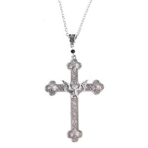 Exquisite Crucifix Bat Choker Necklace Women Hip-hop Gothic Punk Style Temperament Clavicle Chain Halloween Birthday Gi