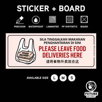 Please Leave Put Drop Parcels Deliveries Packages Food Here. Sticker Board Holes Sign Signage. Parcel Delivery Package.
