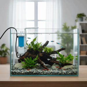 OUTOPEN 3-in-1 USB Fish Tank Filter Silent Suction Cup Aquarium Filter Pump Small Water Purifier Built-in Filter Waterfall Filter Turtle Tanks