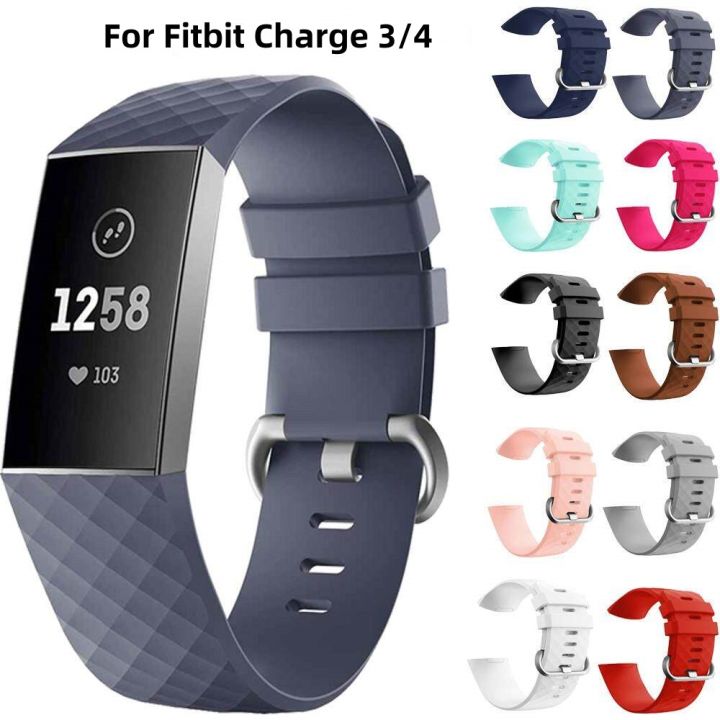 Silicone Watch Band Straps for Fitbit Charge 3/4 Smart Bracelet ...