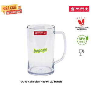 Gelas Bening Gagang Jumbo Bebas BPA Lion Star GC-45 Celia Glass 630 ml GC-43 Celia Glass 450 ml