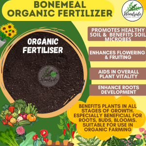 Bone Meal/Bonemeal Organic Fertilizer Blooming/Flowering Booster on plants. Contains high amount of phosphorus as well as nitrogen & calcium. It is important for root development & production of buds & blooms