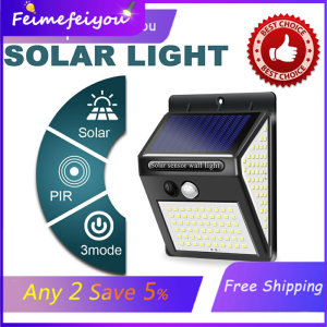 LED Outdoor Lighting Solar light 100/140 LED 3 modes Solar Motion Sensor Wall Lights Three sides Waterproof Lamp Villa Garden Decoration Solar Lights 1200 mAh Rechargeable Battery White Lighting