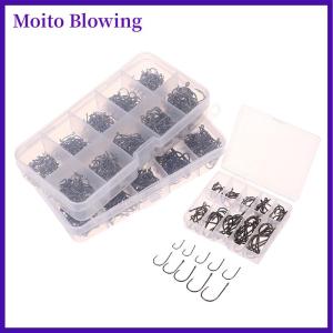 Moito 100-500PCS Fishing Hooks Set High Carbon Steel Sharp Durable Barbed Fishhook Rock Fishing Equipment Gear Tackle Accessories