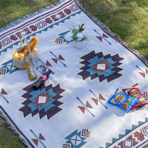 【NEW A 】Outdoor Picnic Mat Tent Moisture-proof Mat Bohemian Style Blanket Cotton Yarn Nap Blanket Outdoor Camping Mat