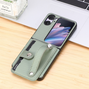 🎈 CSCR【2023】New Fiber Texture Wristband Card Insertion Phone Case for OPPO Find N2 Flip Solid Color Fashion Flip Phone Case Folding Screen Business Leather Shell OPPO Find N2 Flip Leather Case Shockproof Back Cover