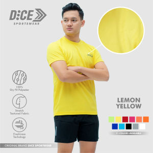 Jersey Olahraga Polos Kaos Dry Fit Polyester Custom Dice Lemon Yellow