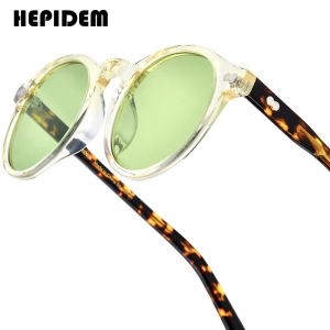 HEPIDEM Acetate Kính mát phân cực nữ mới trong thời trang thương hiệu nổi tiếng thiết kế tròn kiểu retro cổ điển Kính râm Y2K miltzen 9401-t