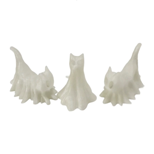 Funny Ghostly Cats Night Glowing Figurines Decors Set Of 3 Safe For Kids Room And Living Space Halloween Party Display
