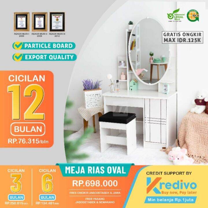 Meja Rias Minimalis Putih Bentuk Oval Bahan Paperboard Lazada Indonesia