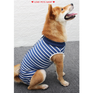 Áo chống liếm cho Chó lớn áo cai sữa màu sọc xanh (đo kích thước trước khi chọn size) - Love Pets Shop