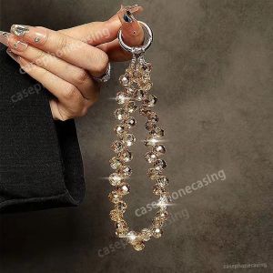 Luxury Glitter Bling Crystal Bead Phone Strap Charm Pendant Bracelet For iPhone Airpods key Accessories Bag Women Girl Hanging Cord