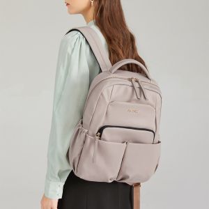 MINGKE กระเป๋าแล็ปท็อป13 14นิ้วกระเป๋าเป้สะพายหลังกระเป๋านักเรียนผู้หญิง Multi-Pocket Office Lady นักศึกษากันน้ํากันกระแทก