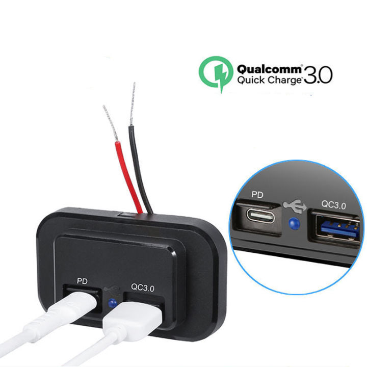 PD Type-C USB Charger Socket Power Adapter Outlet For Car Motorcycle