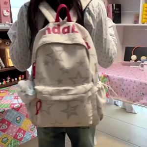 AE New stylish printed star backpack for middle and high school students high aesthetic value large capacity trendy casual universal backpack