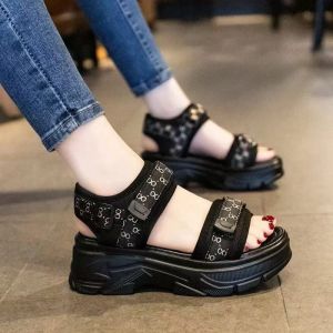 Free Shipping WomenS Thick-Soled Roman Sandals Non-Slip Beach Shoes New Summer Style With Velcro Straps Casual Soft-Soled Sports Sandals