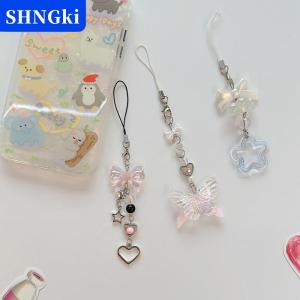 [COD] 🔥🔥🔥SHNGki 1PC dễ thương bướm Bead handmade ngọt ngào cô gái Keychain cho ip 11 máy ảnh Kawaii Y2K tình yêu năm sao điện thoại quyến rũ Mặt dây chuyền