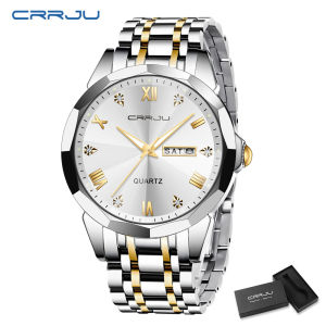 CRRJU Jam Tangan Pria Anti Air Quartz Dengan Tampilan Hari Keren Tipis Arloji Olahraga 5023