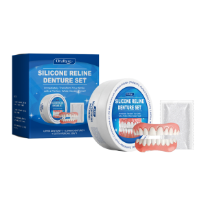 1set Silicone Reline Teeth Set Teeth Upper Lower Veneers Soft Instant Perfect Smile Fake Teeth Dental Care Braces Kit