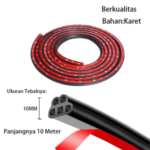 10M karet Peredam Pintu Mobil List Pelindung Pintu Universal Car Door Seal Strip Aksesoris Mobil