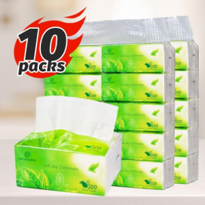 BUY10TAKE10 300 Sheets x 10 Pack Organic Green Tea Facial Tissue 4ply & 10 Pack Baby Wipes ComboPack