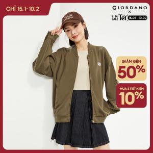 GIORDANO Áo khoác nữ thêu chữ huy hiệu áo khoác bóng chày Zip Front đơn giản thời trang áo khoác bóng chày Free Shipping 13374211