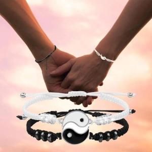 2Pcs Couple Rope Bracelet Friendship Best Friend bracelets Tai Chi Necklace Bracelet Valentines Sets