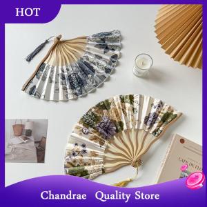 [Chandrae] Chinese Japanese Style Silk Fan Folding Fan Wedding Fan Art Gifts Dance Hand Fan Vintage Bamboo Folding Hand Held Flower Fan